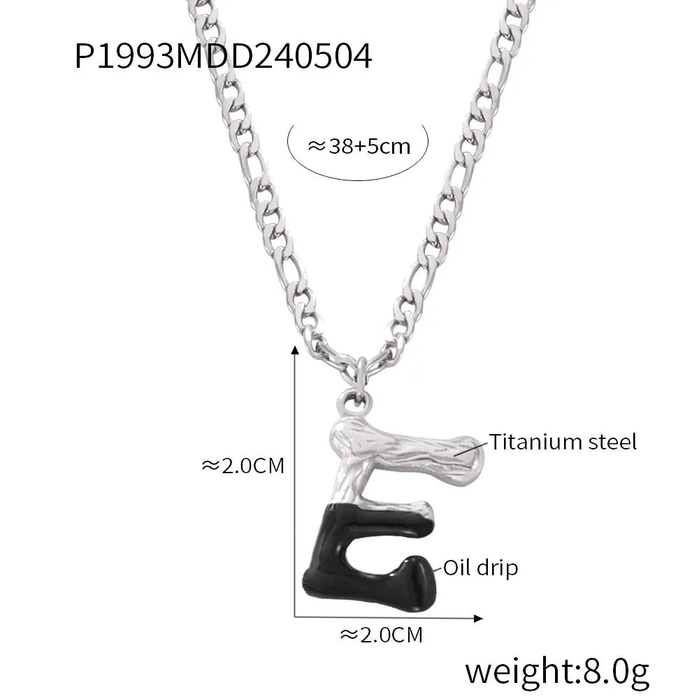 Wholesale Jewelry Basic Letter Titanium Steel Enamel Plating Pendant Necklace