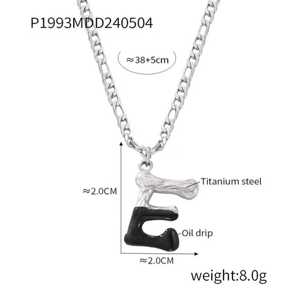 Wholesale Jewelry Basic Letter Titanium Steel Enamel Plating Pendant Necklace