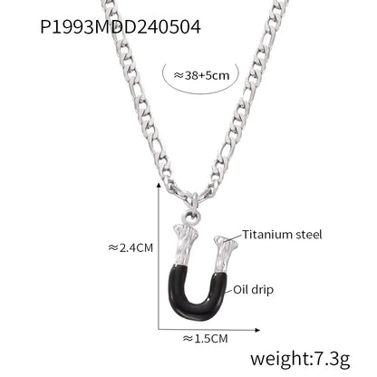 Wholesale Jewelry Basic Letter Titanium Steel Enamel Plating Pendant Necklace