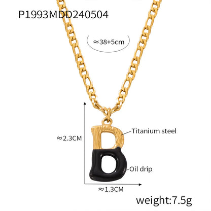 Wholesale Jewelry Basic Letter Titanium Steel Enamel Plating Pendant Necklace