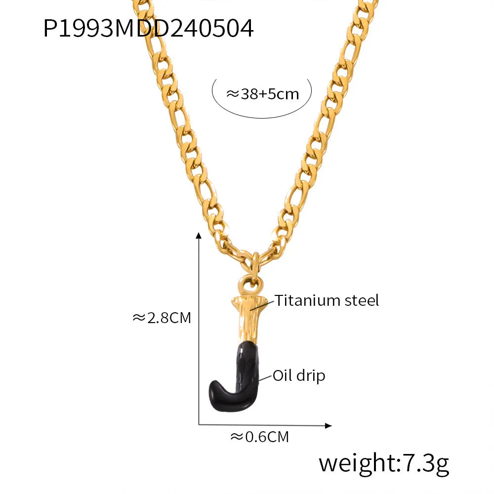 Wholesale Jewelry Basic Letter Titanium Steel Enamel Plating Pendant Necklace