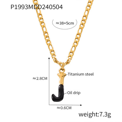 Wholesale Jewelry Basic Letter Titanium Steel Enamel Plating Pendant Necklace