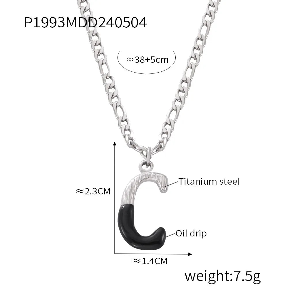 Wholesale Jewelry Basic Letter Titanium Steel Enamel Plating Pendant Necklace