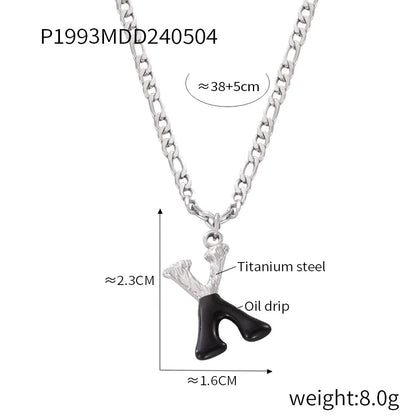 Wholesale Jewelry Basic Letter Titanium Steel Enamel Plating Pendant Necklace