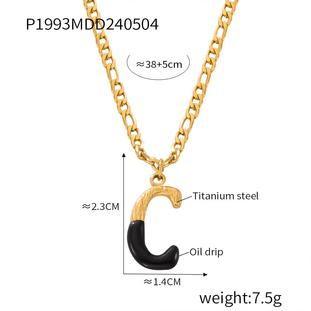 Wholesale Jewelry Basic Letter Titanium Steel Enamel Plating Pendant Necklace