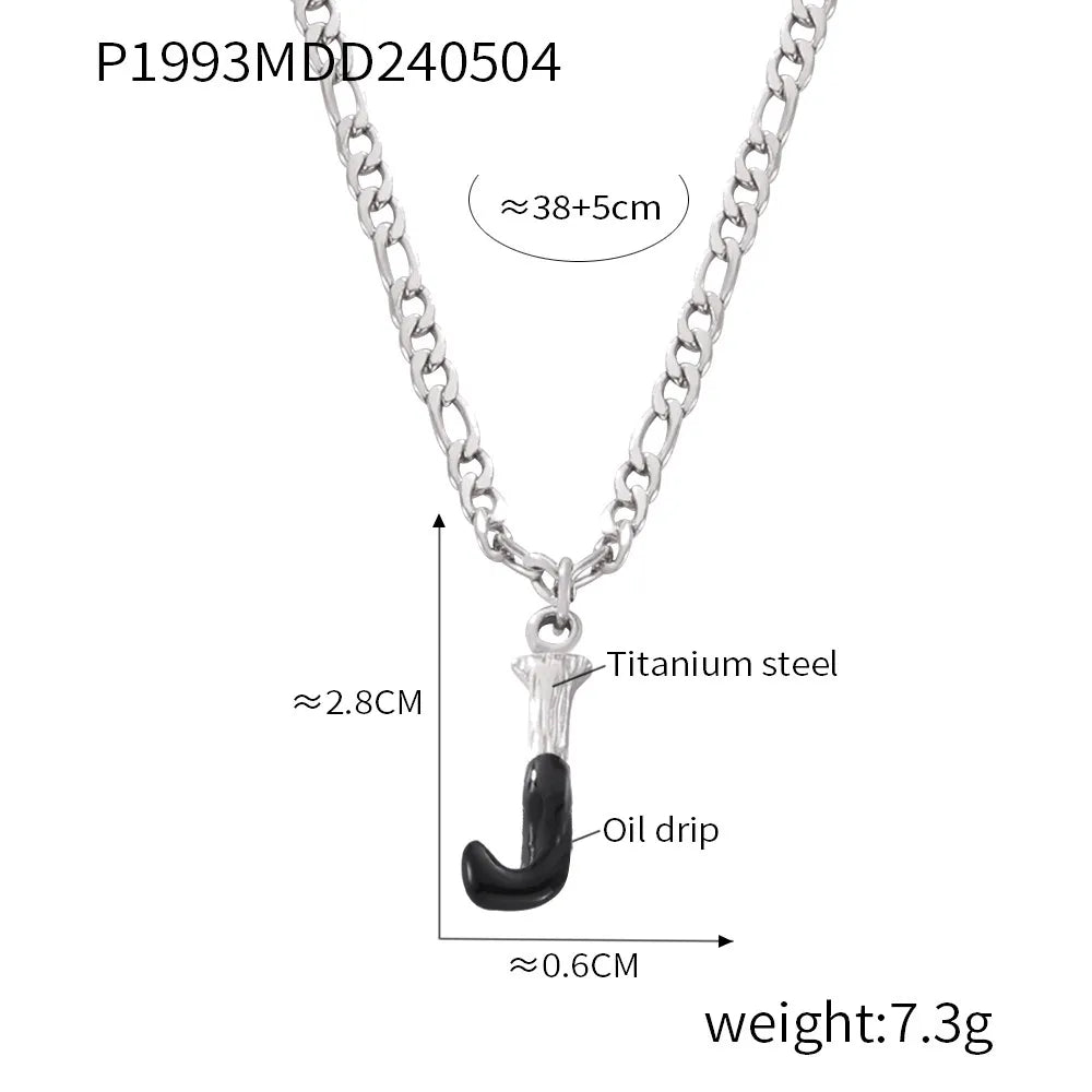 Wholesale Jewelry Basic Letter Titanium Steel Enamel Plating Pendant Necklace