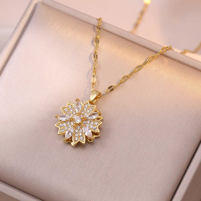 Titanium Steel Basic Modern Style Classic Style Inlay Flower Zircon Jewelry Set