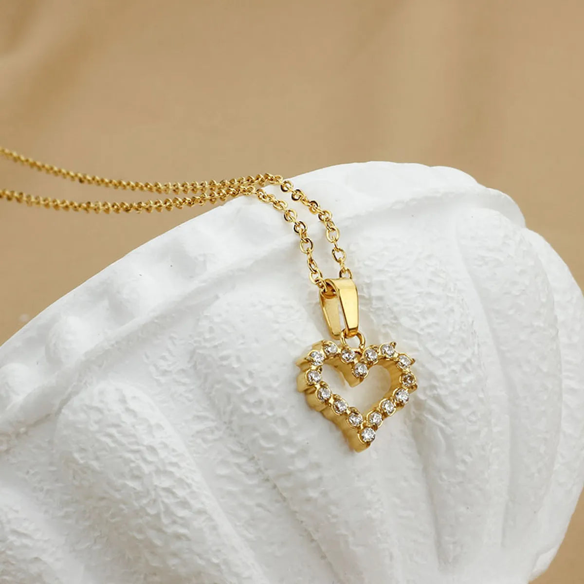 Titanium Steel Basic Modern Style Classic Style Plating Inlay Heart Shape Zircon Pendant Necklace