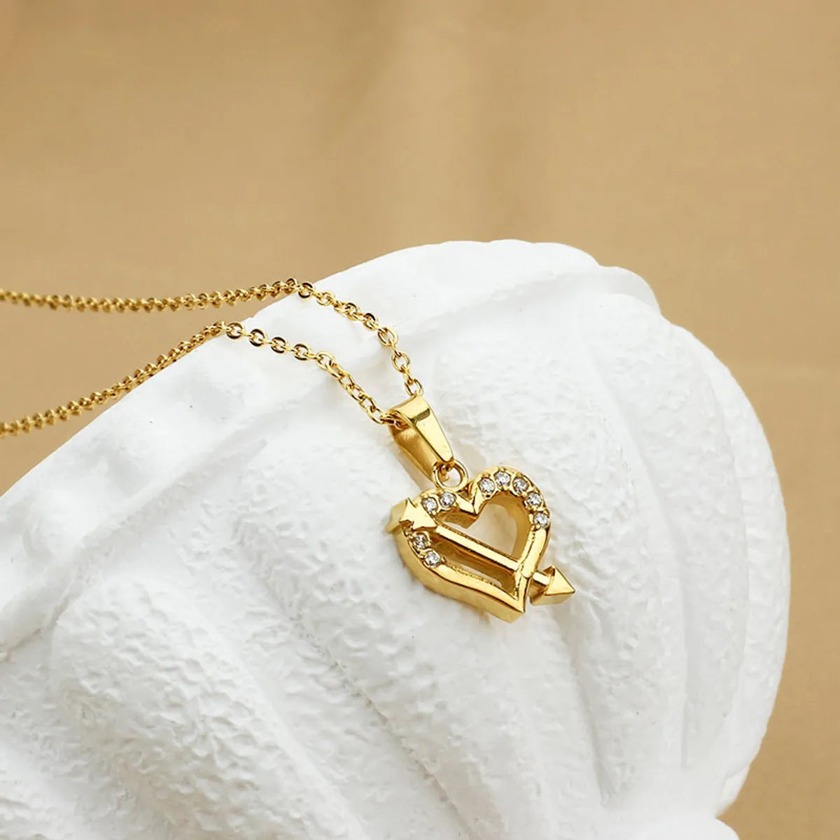 Titanium Steel Basic Modern Style Classic Style Plating Inlay Heart Shape Zircon Pendant Necklace