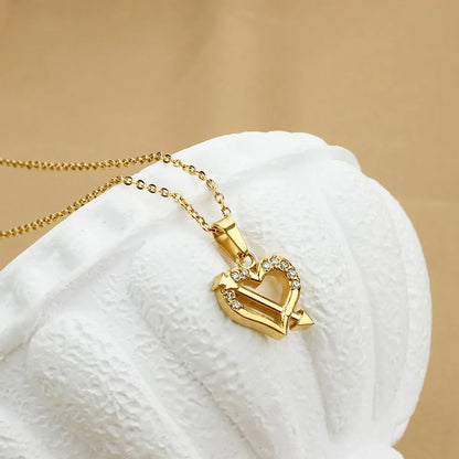 Titanium Steel Basic Modern Style Classic Style Plating Inlay Heart Shape Zircon Pendant Necklace