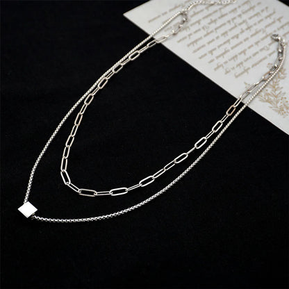 Titanium Steel Casual Classic Style Geometric Double Layer Necklaces