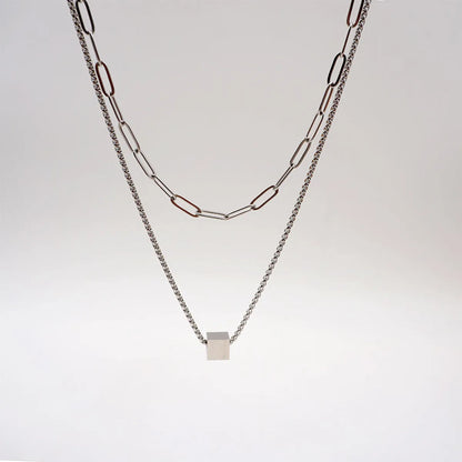 Titanium Steel Casual Classic Style Geometric Double Layer Necklaces