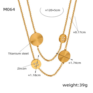 Titanium Steel Casual Elegant Simple Style Round Plating Inlay Rhinestones Sweater Chain