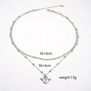 Titanium Steel Casual Modern Style Simple Style Angel Wings Handmade Layered Necklaces