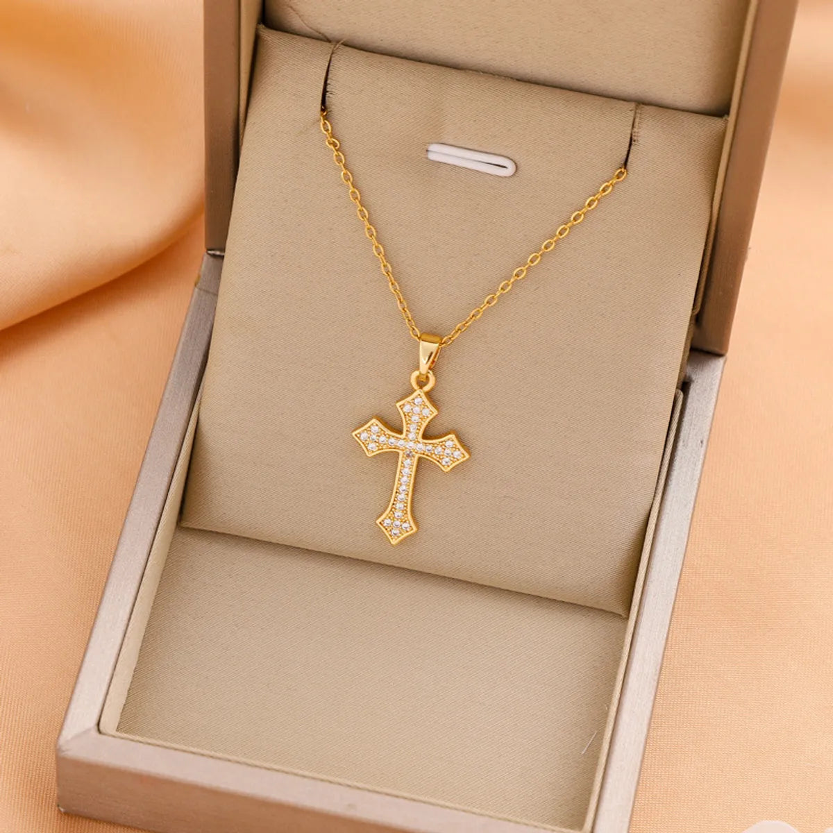 Titanium Steel Casual Simple Style Cross Plating Pendant Necklace