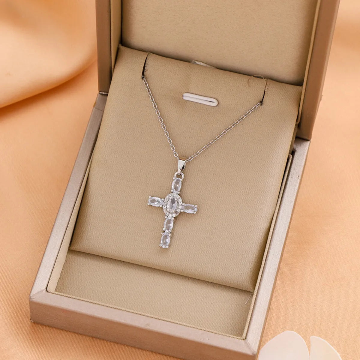 Titanium Steel Casual Simple Style Cross Plating Pendant Necklace