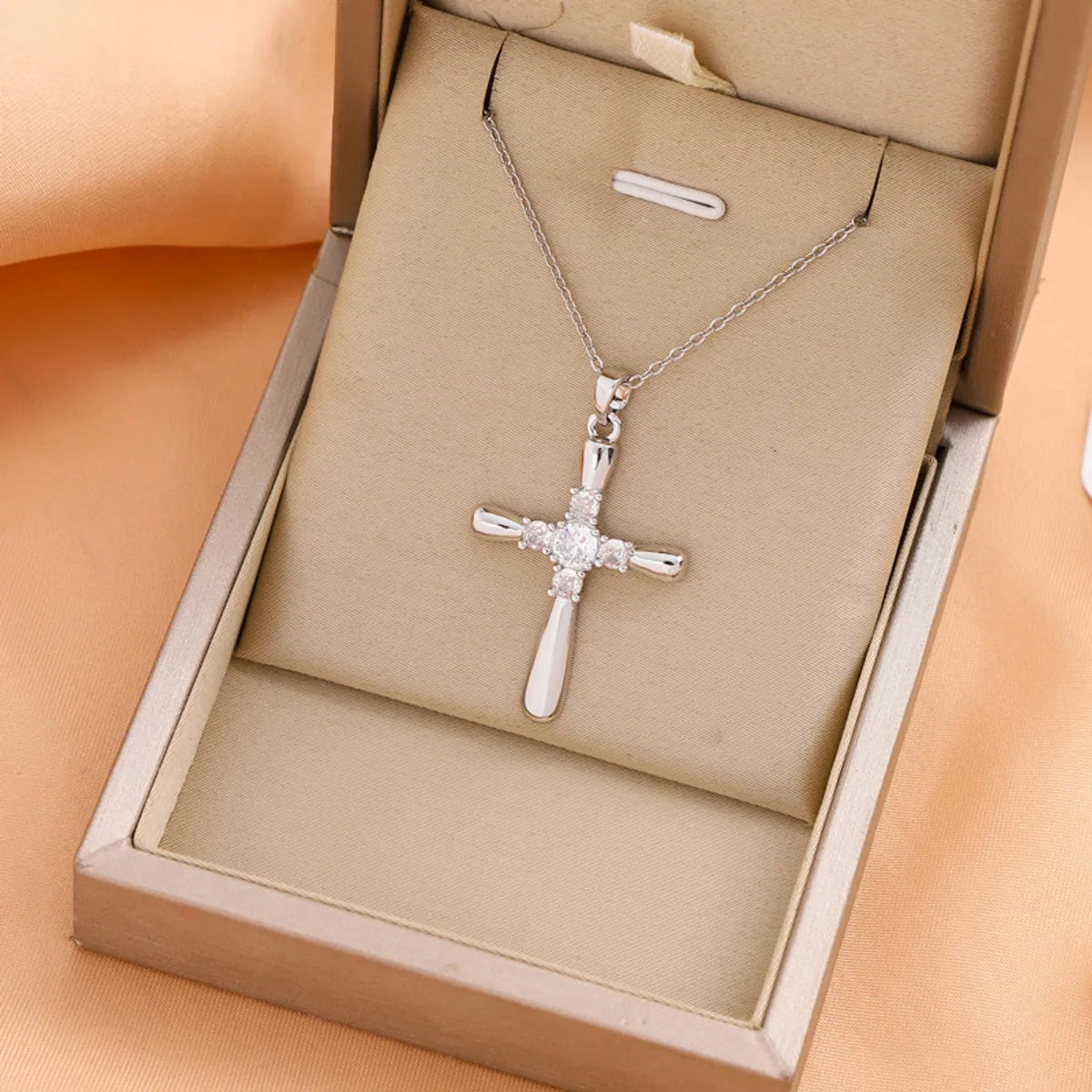 Titanium Steel Casual Simple Style Cross Plating Pendant Necklace