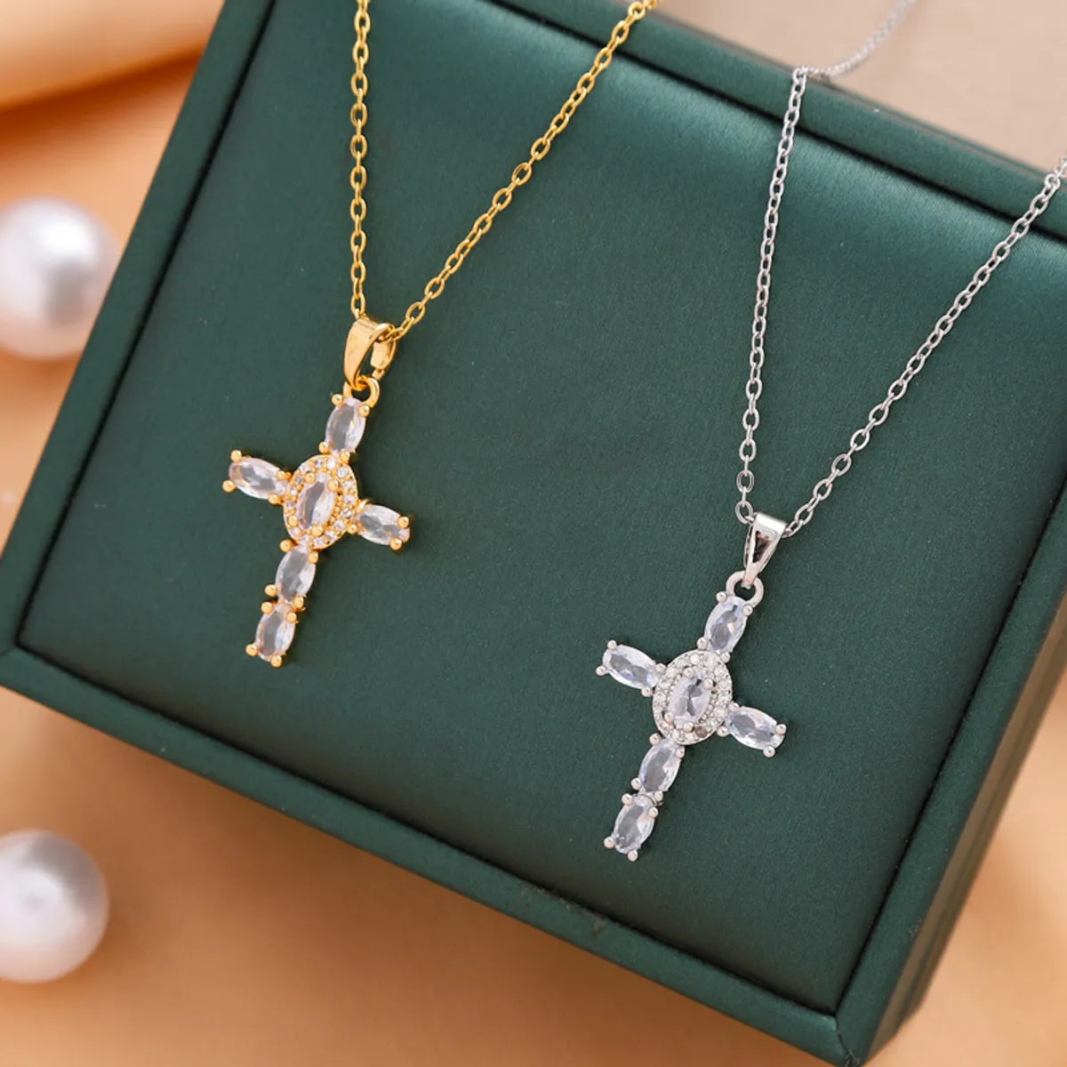 Titanium Steel Casual Simple Style Cross Plating Pendant Necklace