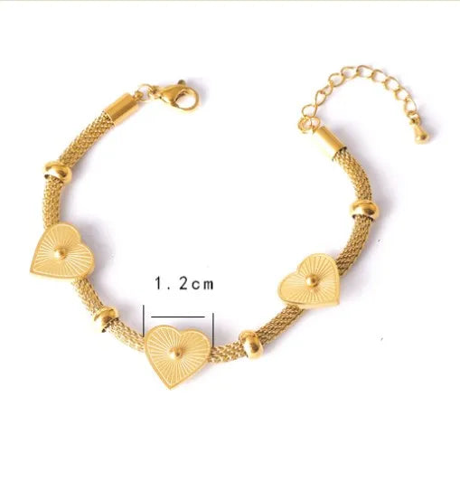 Casual Simple Style Heart Shape Flower Butterfly 304 Stainless Steel 18K Gold Plated Bracelets In Bulk