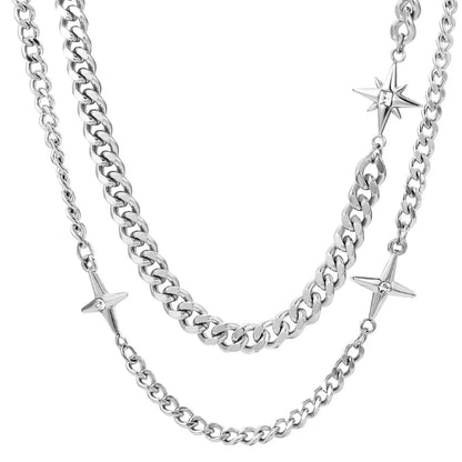 Titanium Steel Casual Simple Style Star Polishing Inlay Zircon Necklace