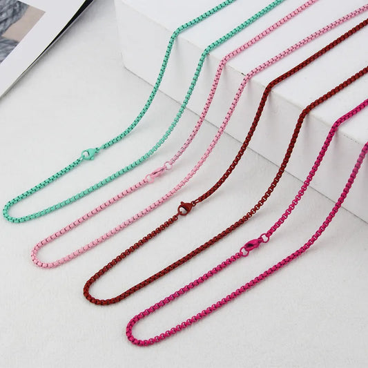 Wholesale Jewelry Casual Simple Style Solid Color Titanium Steel Stoving Varnish Necklace