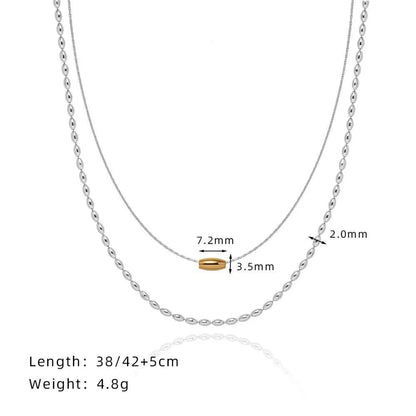 Wholesale Jewelry Casual Sweet Solid Color 201 Stainless Steel 304 Stainless Steel 18K Gold Plated Layered Necklaces