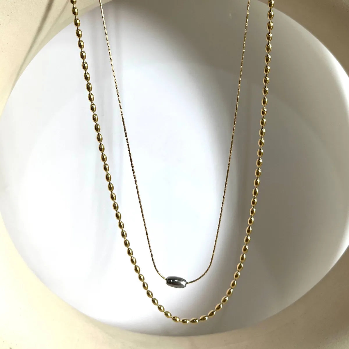 Wholesale Jewelry Casual Sweet Solid Color 201 Stainless Steel 304 Stainless Steel 18K Gold Plated Layered Necklaces