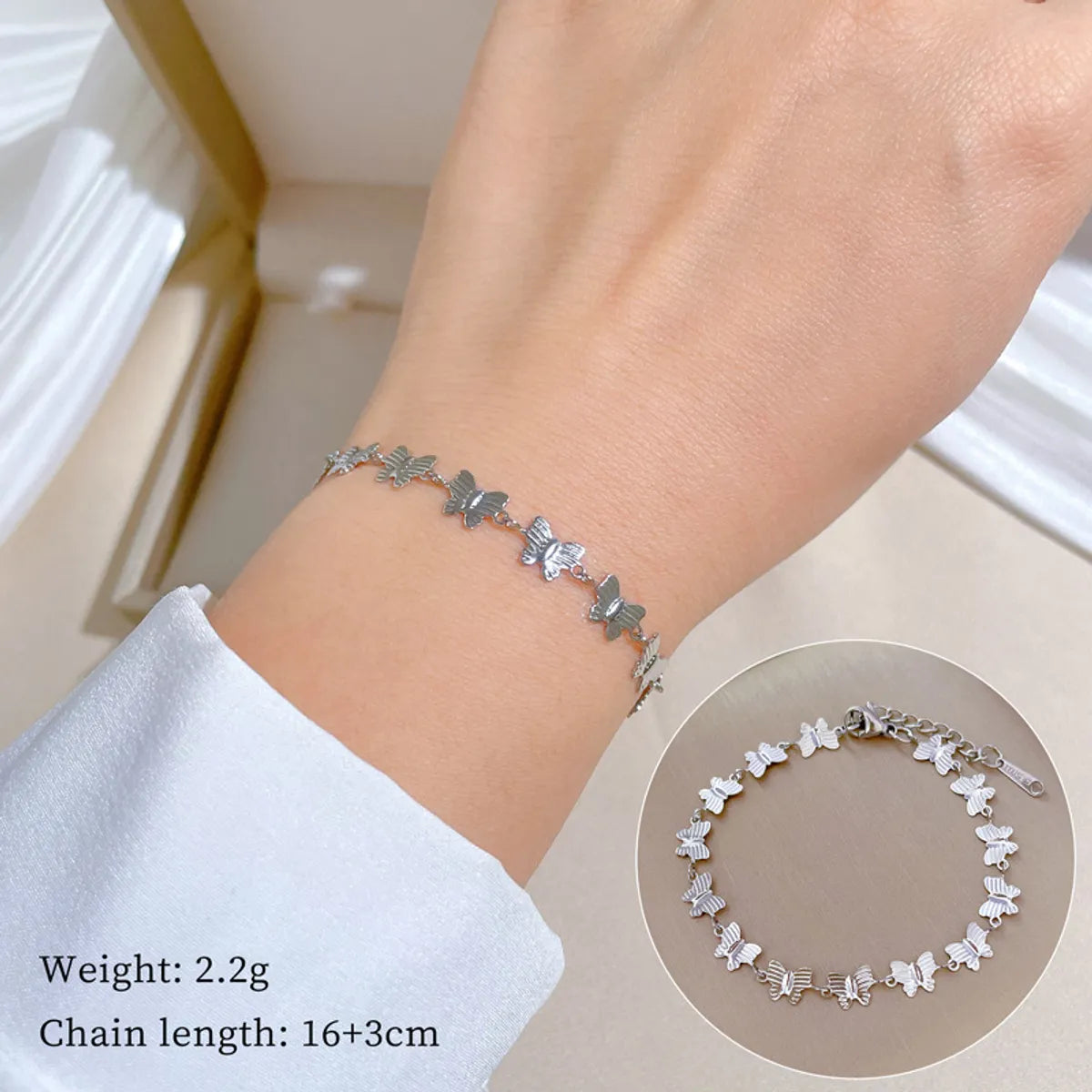 Titanium Steel Classic Style Commute Butterfly Bracelets