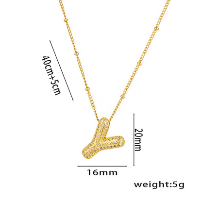 Titanium Steel Copper 18K Gold Plated Casual Simple Style Inlay Letter Zircon Pendant Necklace