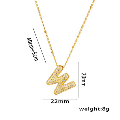 Titanium Steel Copper 18K Gold Plated Casual Simple Style Inlay Letter Zircon Pendant Necklace