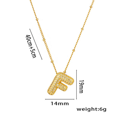 Titanium Steel Copper 18K Gold Plated Casual Simple Style Inlay Letter Zircon Pendant Necklace