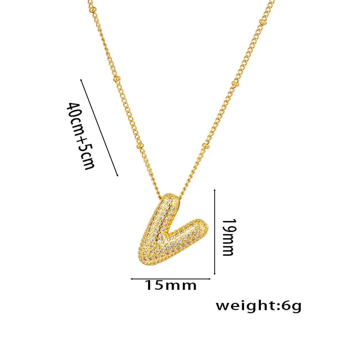 Titanium Steel Copper 18K Gold Plated Casual Simple Style Inlay Letter Zircon Pendant Necklace