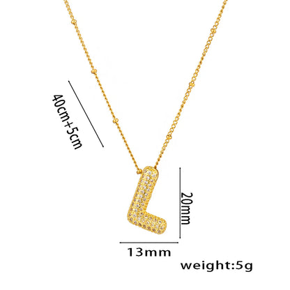 Titanium Steel Copper 18K Gold Plated Casual Simple Style Inlay Letter Zircon Pendant Necklace