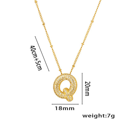 Titanium Steel Copper 18K Gold Plated Casual Simple Style Inlay Letter Zircon Pendant Necklace