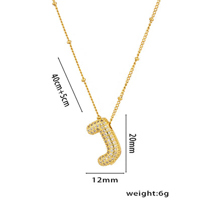 Titanium Steel Copper 18K Gold Plated Casual Simple Style Inlay Letter Zircon Pendant Necklace