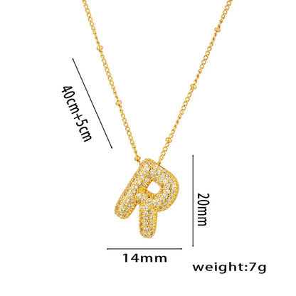 Titanium Steel Copper 18K Gold Plated Casual Simple Style Inlay Letter Zircon Pendant Necklace