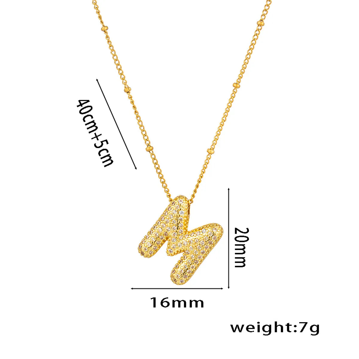 Titanium Steel Copper 18K Gold Plated Casual Simple Style Inlay Letter Zircon Pendant Necklace