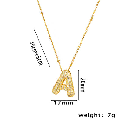 Titanium Steel Copper 18K Gold Plated Casual Simple Style Inlay Letter Zircon Pendant Necklace