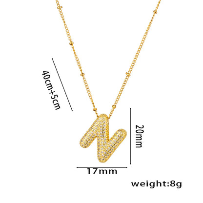 Titanium Steel Copper 18K Gold Plated Casual Simple Style Inlay Letter Zircon Pendant Necklace