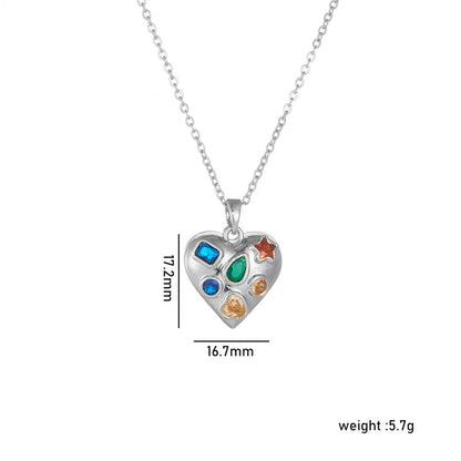 Wholesale Jewelry Simple Style Shiny Heart Shape Titanium Steel Copper Zircon 18K Gold Plated Inlay Pendant Necklace Locket Necklace