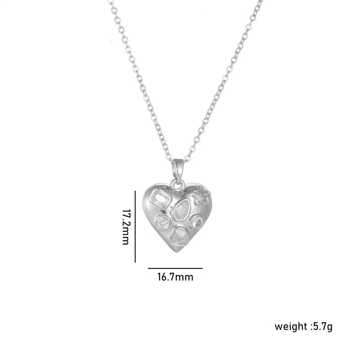 Wholesale Jewelry Simple Style Shiny Heart Shape Titanium Steel Copper Zircon 18K Gold Plated Inlay Pendant Necklace Locket Necklace