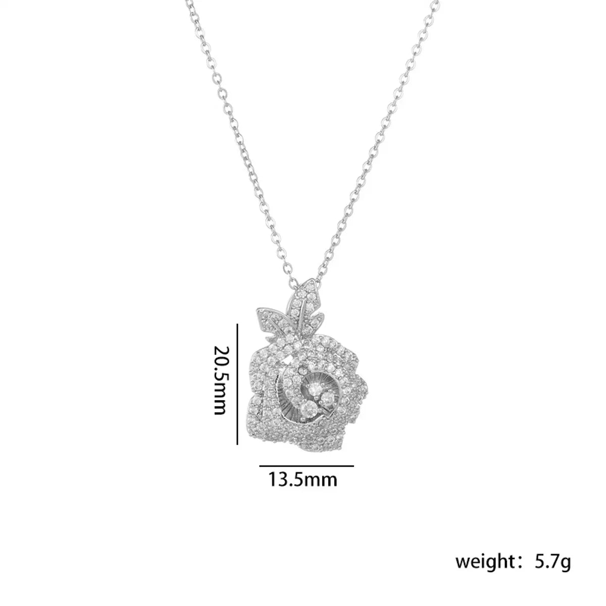 Titanium Steel Copper IG Style Shiny Plating Hollow Out Inlay Flower Pearl Zircon Pendant Necklace