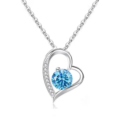 Titanium Steel Copper Plating Heart Shape Zircon Pendant Necklace