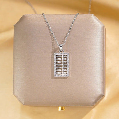 Wholesale Elegant Glam Solid Color Titanium Steel Copper Plating Inlay Silver Plated Zircon Pendant Necklace