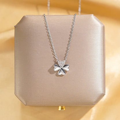 Wholesale Elegant Glam Solid Color Titanium Steel Copper Plating Inlay Silver Plated Zircon Pendant Necklace