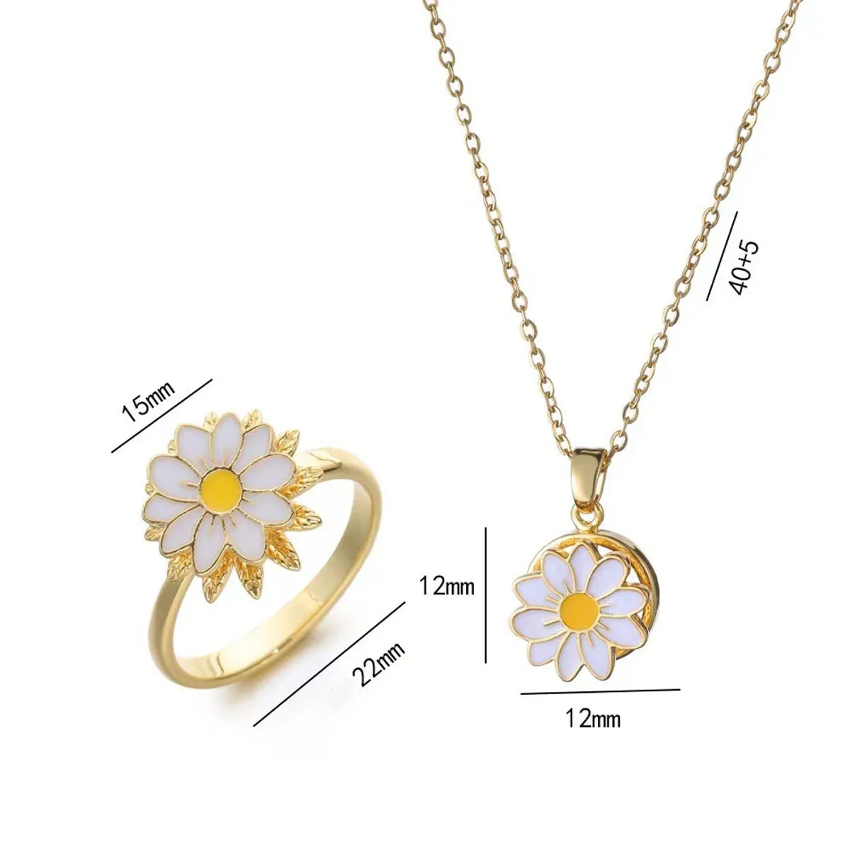 Titanium Steel Copper Simple Style Classic Style Plating Flower Rings Necklace