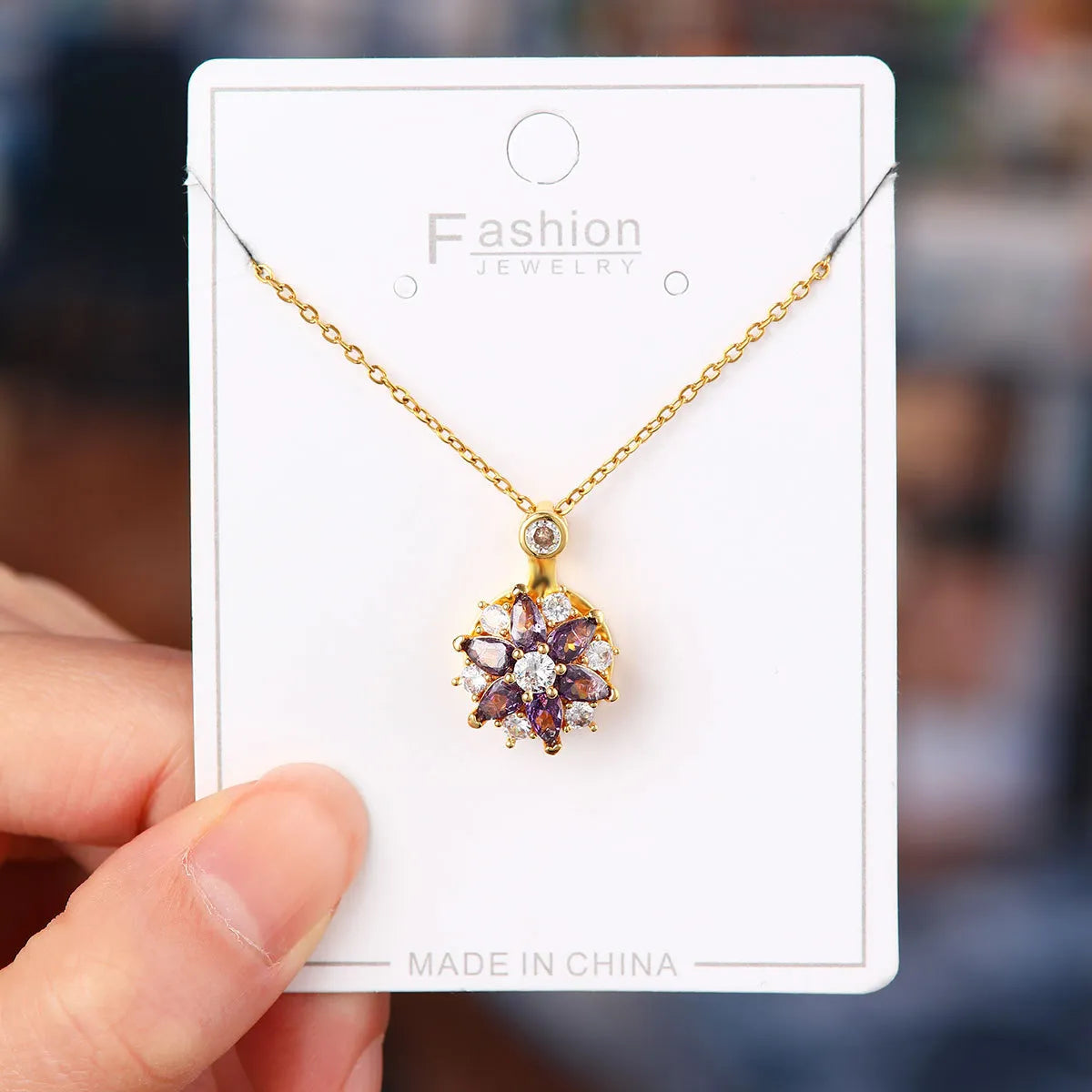 Titanium Steel Copper Simple Style Plating Flower Pendant Necklace