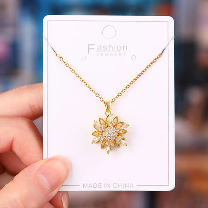 Titanium Steel Copper Simple Style Plating Flower Pendant Necklace