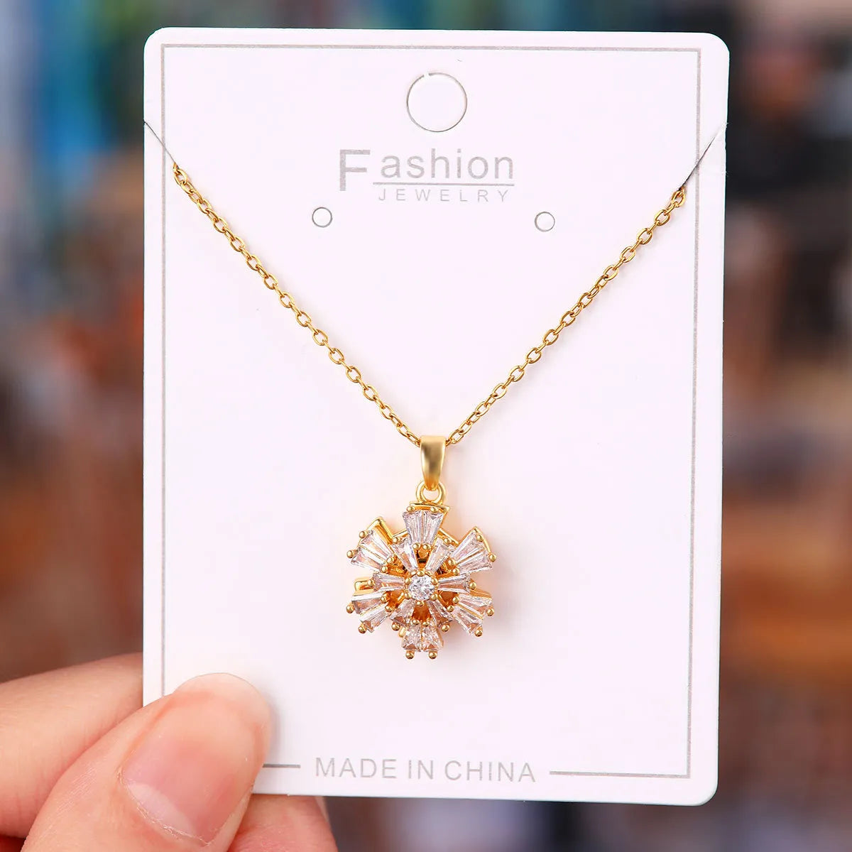 Titanium Steel Copper Simple Style Plating Flower Pendant Necklace