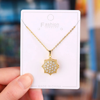 Titanium Steel Copper Simple Style Plating Flower Pendant Necklace